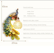 Load image into Gallery viewer, Chinese Feng Shui Lucky Wealth Peacock LED Crystal Wall Lamp/Wall Light Home/Office Decor Sculpture Craft Living Room TV Cabinet Fortune Ornament Housewarming Gift