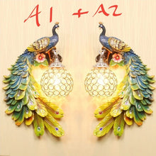Load image into Gallery viewer, Chinese Feng Shui Lucky Wealth Peacock LED Crystal Wall Lamp/Wall Light Home/Office Decor Sculpture Craft Living Room TV Cabinet Fortune Ornament Housewarming Gift