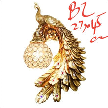 Load image into Gallery viewer, Chinese Feng Shui Lucky Wealth Peacock LED Crystal Wall Lamp/Wall Light Home/Office Decor Sculpture Craft Living Room TV Cabinet Fortune Ornament Housewarming Gift