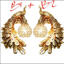Load image into Gallery viewer, Chinese Feng Shui Lucky Wealth Peacock LED Crystal Wall Lamp/Wall Light Home/Office Decor Sculpture Craft Living Room TV Cabinet Fortune Ornament Housewarming Gift