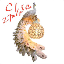 Load image into Gallery viewer, Chinese Feng Shui Lucky Wealth Peacock LED Crystal Wall Lamp/Wall Light Home/Office Decor Sculpture Craft Living Room TV Cabinet Fortune Ornament Housewarming Gift