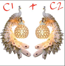 Load image into Gallery viewer, Chinese Feng Shui Lucky Wealth Peacock LED Crystal Wall Lamp/Wall Light Home/Office Decor Sculpture Craft Living Room TV Cabinet Fortune Ornament Housewarming Gift