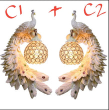 Load image into Gallery viewer, Chinese Feng Shui Lucky Wealth Peacock LED Crystal Wall Lamp/Wall Light Home/Office Decor Sculpture Craft Living Room TV Cabinet Fortune Ornament Housewarming Gift