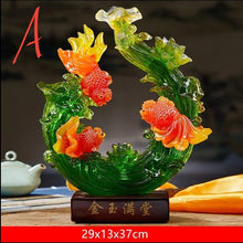 Load image into Gallery viewer, Chinese Feng Shui Lucky Wealth Gold Fish Statue Home/Office Decor Sculpture Craft Living Room TV Cabinet Fortune Ornament Housewarming Gift