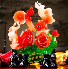 Load image into Gallery viewer, Chinese Feng Shui Lucky Wealth Gold Fish Statue Home/Office Decor Sculpture Craft Living Room TV Cabinet Fortune Ornament Housewarming Gift