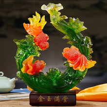 Load image into Gallery viewer, Chinese Feng Shui Lucky Wealth Gold Fish Statue Home/Office Decor Sculpture Craft Living Room TV Cabinet Fortune Ornament Housewarming Gift