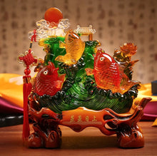 Load image into Gallery viewer, Chinese Feng Shui Lucky Wealth Gold Fish Statue Home/Office Decor Sculpture Craft Living Room TV Cabinet Fortune Ornament Housewarming Gift