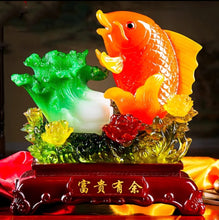 Load image into Gallery viewer, Chinese Feng Shui Lucky Wealth Gold Fish Statue Home/Office Decor Sculpture Craft Living Room TV Cabinet Fortune Ornament Housewarming Gift