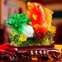 Load image into Gallery viewer, Chinese Feng Shui Lucky Wealth Gold Fish Statue Home/Office Decor Sculpture Craft Living Room TV Cabinet Fortune Ornament Housewarming Gift
