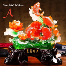 Load image into Gallery viewer, Chinese Feng Shui Lucky Wealth Gold Fish Statue Home/Office Decor Sculpture Craft Living Room TV Cabinet Fortune Ornament Housewarming Gift