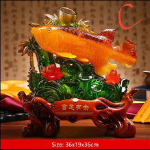 Load image into Gallery viewer, Chinese Feng Shui Lucky Wealth Gold Fish Statue Home/Office Decor Sculpture Craft Living Room TV Cabinet Fortune Ornament Housewarming Gift