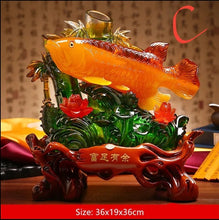 Load image into Gallery viewer, Chinese Feng Shui Lucky Wealth Gold Fish Statue Home/Office Decor Sculpture Craft Living Room TV Cabinet Fortune Ornament Housewarming Gift