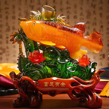 Load image into Gallery viewer, Chinese Feng Shui Lucky Wealth Gold Fish Statue Home/Office Decor Sculpture Craft Living Room TV Cabinet Fortune Ornament Housewarming Gift