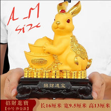 Load image into Gallery viewer, Chinese Feng Shui Lucky Gold Money Wealth Rabbit Statue Home/Office Decor Sculpture Craft Living Room TV Cabinet Fortune Ornament Housewarming Gift