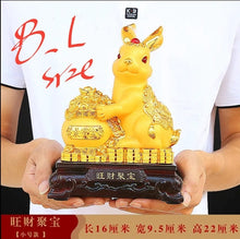 Load image into Gallery viewer, Chinese Feng Shui Lucky Gold Money Wealth Rabbit Statue Home/Office Decor Sculpture Craft Living Room TV Cabinet Fortune Ornament Housewarming Gift