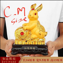 Load image into Gallery viewer, Chinese Feng Shui Lucky Gold Money Wealth Rabbit Statue Home/Office Decor Sculpture Craft Living Room TV Cabinet Fortune Ornament Housewarming Gift