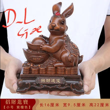 Load image into Gallery viewer, Chinese Feng Shui Lucky Gold Money Wealth Rabbit Statue Home/Office Decor Sculpture Craft Living Room TV Cabinet Fortune Ornament Housewarming Gift