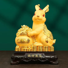 Load image into Gallery viewer, Chinese Feng Shui Lucky Gold Money Wealth Rabbit Statue Home/Office Decor Sculpture Craft Living Room TV Cabinet Fortune Ornament Housewarming Gift