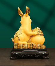 Load image into Gallery viewer, Chinese Feng Shui Lucky Gold Money Wealth Rabbit Statue Home/Office Decor Sculpture Craft Living Room TV Cabinet Fortune Ornament Housewarming Gift
