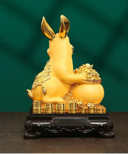 Load image into Gallery viewer, Chinese Feng Shui Lucky Gold Money Wealth Rabbit Statue Home/Office Decor Sculpture Craft Living Room TV Cabinet Fortune Ornament Housewarming Gift