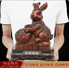 Load image into Gallery viewer, Chinese Feng Shui Lucky Gold Money Wealth Rabbit Statue Home/Office Decor Sculpture Craft Living Room TV Cabinet Fortune Ornament Housewarming Gift