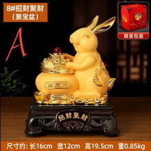 Load image into Gallery viewer, Chinese Feng Shui Lucky Gold Money Wealth Rabbit Statue Home/Office Decor Sculpture Craft Living Room TV Cabinet Fortune Ornament Housewarming Gift