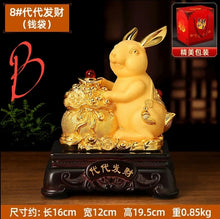 Load image into Gallery viewer, Chinese Feng Shui Lucky Gold Money Wealth Rabbit Statue Home/Office Decor Sculpture Craft Living Room TV Cabinet Fortune Ornament Housewarming Gift