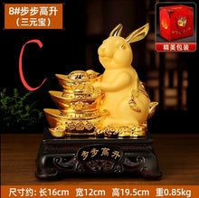 Load image into Gallery viewer, Chinese Feng Shui Lucky Gold Money Wealth Rabbit Statue Home/Office Decor Sculpture Craft Living Room TV Cabinet Fortune Ornament Housewarming Gift