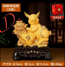Load image into Gallery viewer, Chinese Feng Shui Lucky Gold Money Wealth Rabbit Statue Home/Office Decor Sculpture Craft Living Room TV Cabinet Fortune Ornament Housewarming Gift