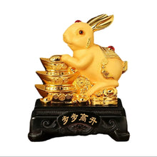 Load image into Gallery viewer, Chinese Feng Shui Lucky Gold Money Wealth Rabbit Statue Home/Office Decor Sculpture Craft Living Room TV Cabinet Fortune Ornament Housewarming Gift