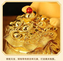 Load image into Gallery viewer, Chinese Feng Shui Lucky Gold Money Wealth Rabbit Statue Home/Office Decor Sculpture Craft Living Room TV Cabinet Fortune Ornament Housewarming Gift