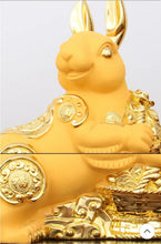 Load image into Gallery viewer, Chinese Feng Shui Lucky Gold Money Wealth Rabbit Statue Home/Office Decor Sculpture Craft Living Room TV Cabinet Fortune Ornament Housewarming Gift