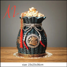 Load image into Gallery viewer, Chinese Feng Shui Lucky Wealth Gold Money Bag Ingot Statue Home/Office Decor Sculpture Craft Living Room TV Cabinet Fortune Ornament Housewarming Gift
