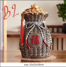 Load image into Gallery viewer, Chinese Feng Shui Lucky Wealth Gold Money Bag Ingot Statue Home/Office Decor Sculpture Craft Living Room TV Cabinet Fortune Ornament Housewarming Gift