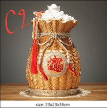Load image into Gallery viewer, Chinese Feng Shui Lucky Wealth Gold Money Bag Ingot Statue Home/Office Decor Sculpture Craft Living Room TV Cabinet Fortune Ornament Housewarming Gift