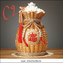Load image into Gallery viewer, Chinese Feng Shui Lucky Wealth Gold Money Bag Ingot Statue Home/Office Decor Sculpture Craft Living Room TV Cabinet Fortune Ornament Housewarming Gift