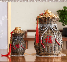 Load image into Gallery viewer, Chinese Feng Shui Lucky Wealth Gold Money Bag Ingot Statue Home/Office Decor Sculpture Craft Living Room TV Cabinet Fortune Ornament Housewarming Gift