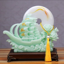 Load image into Gallery viewer, Chinese Feng Shui Lucky Wealth Moon Boat Statue Home/Office Decor Sculpture Craft Living Room TV Cabinet Fortune Ornament Housewarming Gift
