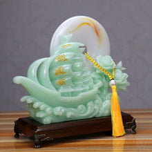 Load image into Gallery viewer, Chinese Feng Shui Lucky Wealth Moon Boat Statue Home/Office Decor Sculpture Craft Living Room TV Cabinet Fortune Ornament Housewarming Gift