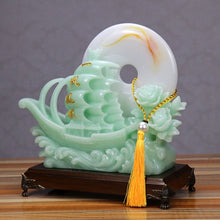 Load image into Gallery viewer, Chinese Feng Shui Lucky Wealth Moon Boat Statue Home/Office Decor Sculpture Craft Living Room TV Cabinet Fortune Ornament Housewarming Gift
