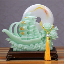 Load image into Gallery viewer, Chinese Feng Shui Lucky Wealth Moon Boat Statue Home/Office Decor Sculpture Craft Living Room TV Cabinet Fortune Ornament Housewarming Gift