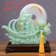 Load image into Gallery viewer, Chinese Feng Shui Lucky Wealth Moon Boat Statue Home/Office Decor Sculpture Craft Living Room TV Cabinet Fortune Ornament Housewarming Gift