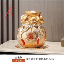 Load image into Gallery viewer, Chinese Feng Shui Lucky Wealth Gold Money Bag Ingot Statue Home/Office Decor Sculpture Craft Living Room TV Cabinet Fortune Ornament Housewarming Gift