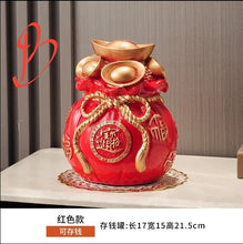 Load image into Gallery viewer, Chinese Feng Shui Lucky Wealth Gold Money Bag Ingot Statue Home/Office Decor Sculpture Craft Living Room TV Cabinet Fortune Ornament Housewarming Gift