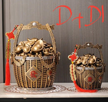 Load image into Gallery viewer, Chinese Feng Shui Lucky Wealth Gold Money Bag Ingot Statue Home/Office Decor Sculpture Craft Living Room TV Cabinet Fortune Ornament Housewarming Gift