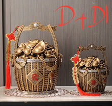 Load image into Gallery viewer, Chinese Feng Shui Lucky Wealth Gold Money Bag Ingot Statue Home/Office Decor Sculpture Craft Living Room TV Cabinet Fortune Ornament Housewarming Gift