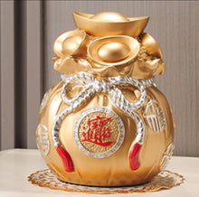 Load image into Gallery viewer, Chinese Feng Shui Lucky Wealth Gold Money Bag Ingot Statue Home/Office Decor Sculpture Craft Living Room TV Cabinet Fortune Ornament Housewarming Gift