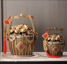 Load image into Gallery viewer, Chinese Feng Shui Lucky Wealth Gold Money Bag Ingot Statue Home/Office Decor Sculpture Craft Living Room TV Cabinet Fortune Ornament Housewarming Gift