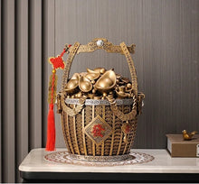 Load image into Gallery viewer, Chinese Feng Shui Lucky Wealth Gold Money Bag Ingot Statue Home/Office Decor Sculpture Craft Living Room TV Cabinet Fortune Ornament Housewarming Gift