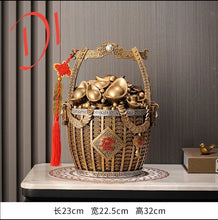 Load image into Gallery viewer, Chinese Feng Shui Lucky Wealth Gold Money Bag Ingot Statue Home/Office Decor Sculpture Craft Living Room TV Cabinet Fortune Ornament Housewarming Gift